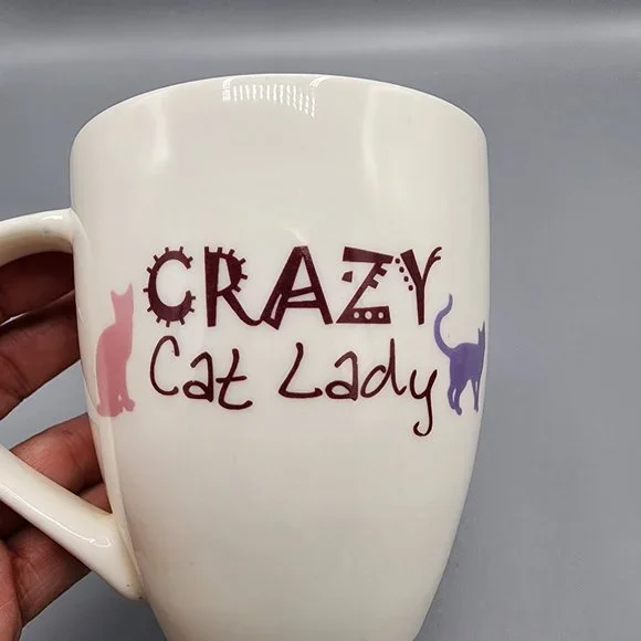 THL Crazy Cat Lady with purple and pink cat graphic coffee mug - Picture 4 of 6
